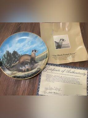 THE BLACK-FOOTED Ferret Collectors Plate.W.S.George Fine China,1990